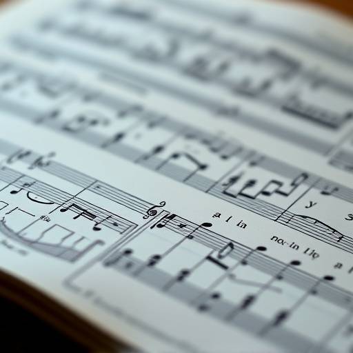 Close-up of sheet music with highlighted notes