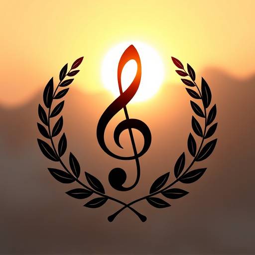 Harmonia Academy Logo - A musical note intertwined with laurel leaves
