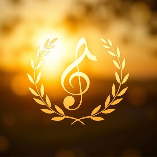 Harmonia Academy Logo - A musical note intertwined with laurel leaves