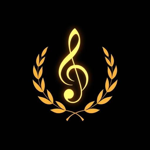 Harmonia Academy Logo - Musical note intertwined with laurel leaves
