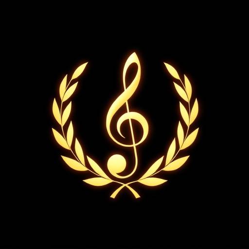 Harmonia Academy Logo - Musical note intertwined with laurel leaves