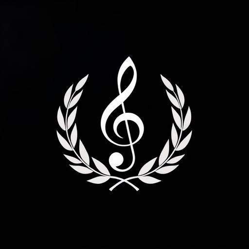 Harmonia Academy Logo - Musical note intertwined with laurel leaves