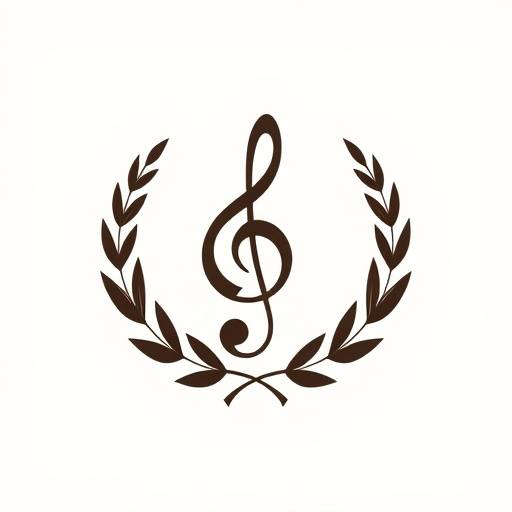 Harmonia Academy Logo - Musical note intertwined with laurel leaves
