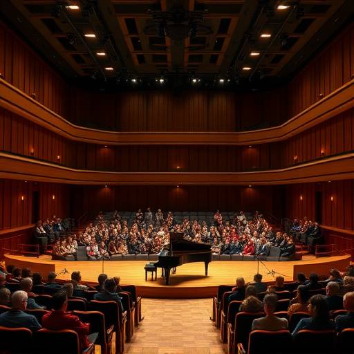 Harmonia Academy's recital hall, featuring a grand piano and comfortable seating for an audience